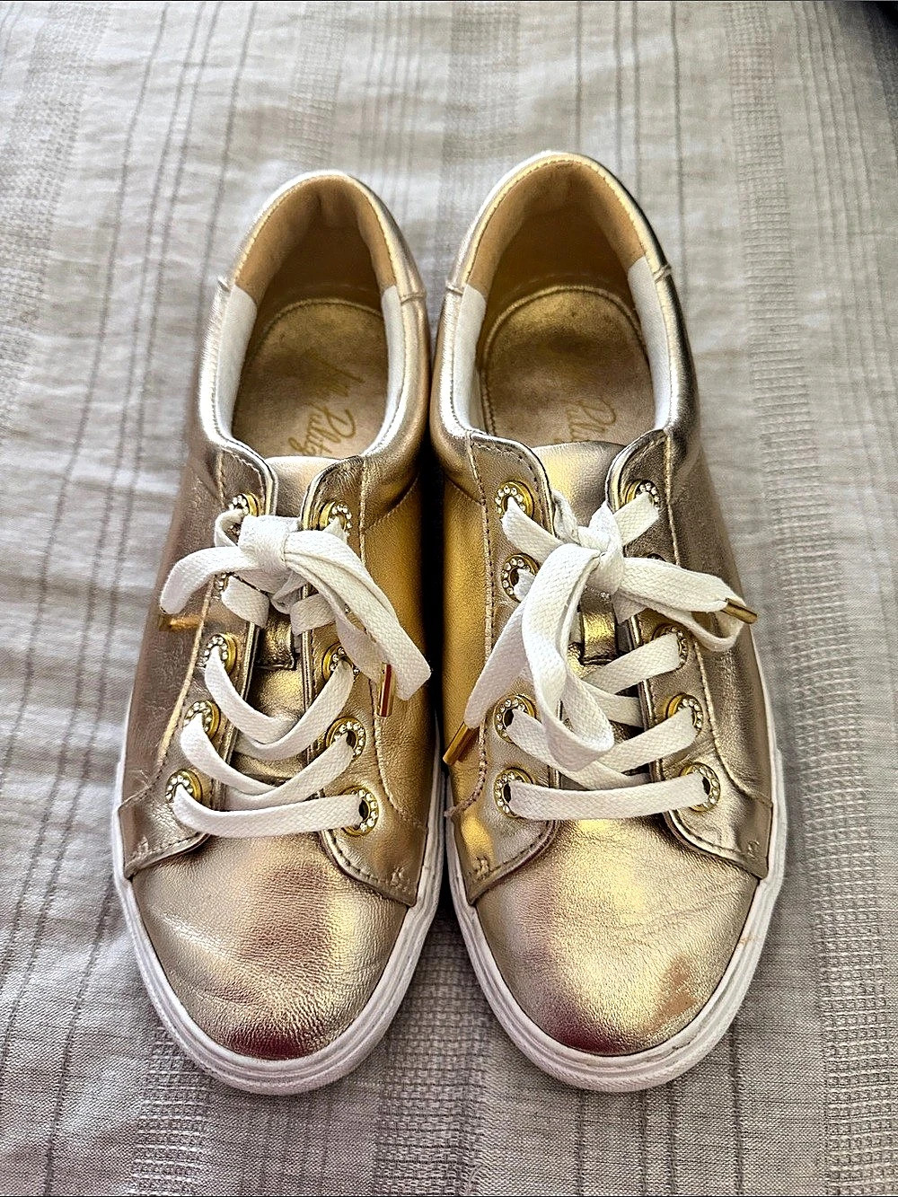 Lilly Pulitzer Lux Hallie Sneaker Gold & White US 9M